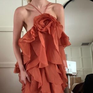 Aje Pandora Ruffled Maxi Dress in Vibrant Orange